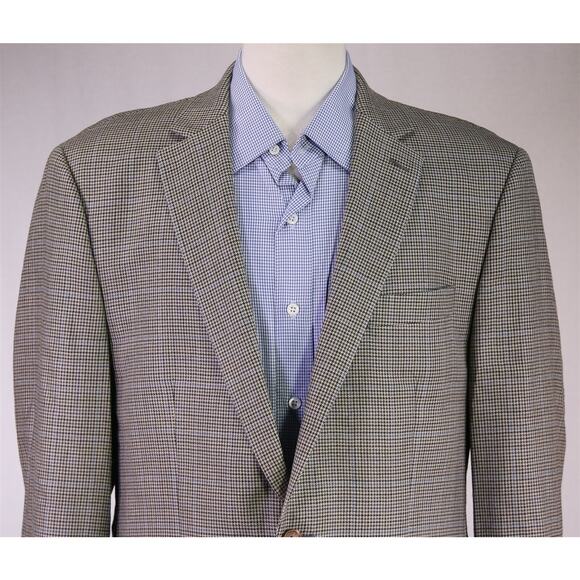Lauren Ralph Lauren Brown Black Blue Check Silk Wool 2-Btn Sportcoat Blazer 42L - Picture 3 of 7